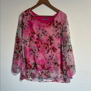 Italian made Floral Pink Chiffon Blouse